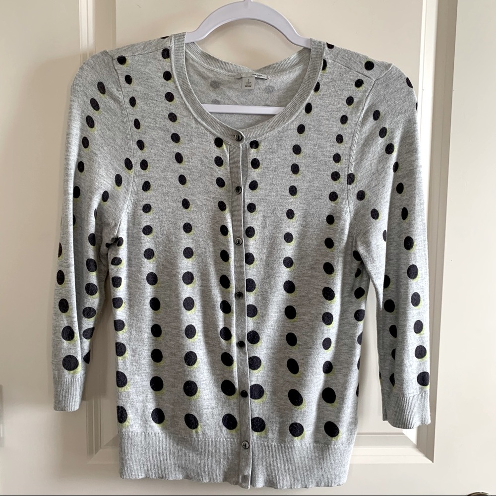 Halogen Fine Gauge Cardigan, 3/4 Sleeve, Gray, S